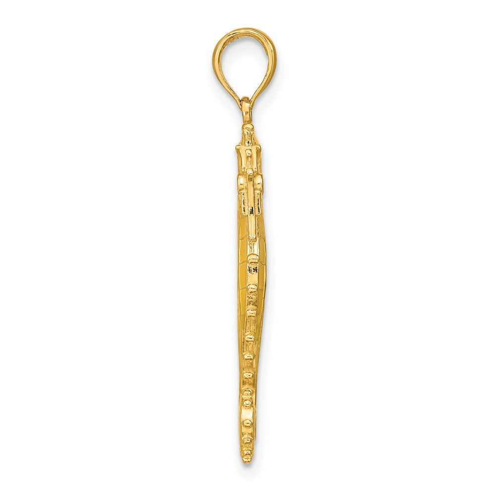 14k Yellow Gold 3-D Yellow Enamel Seahorse Charm
