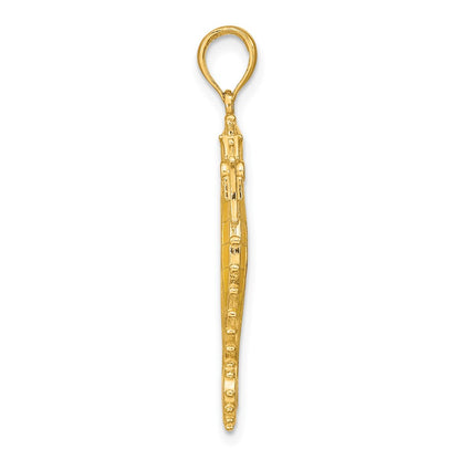 14k Yellow Gold 3-D Yellow Enamel Seahorse Charm
