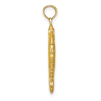 14k Yellow Gold 3-D Enamel Seahorse Charm