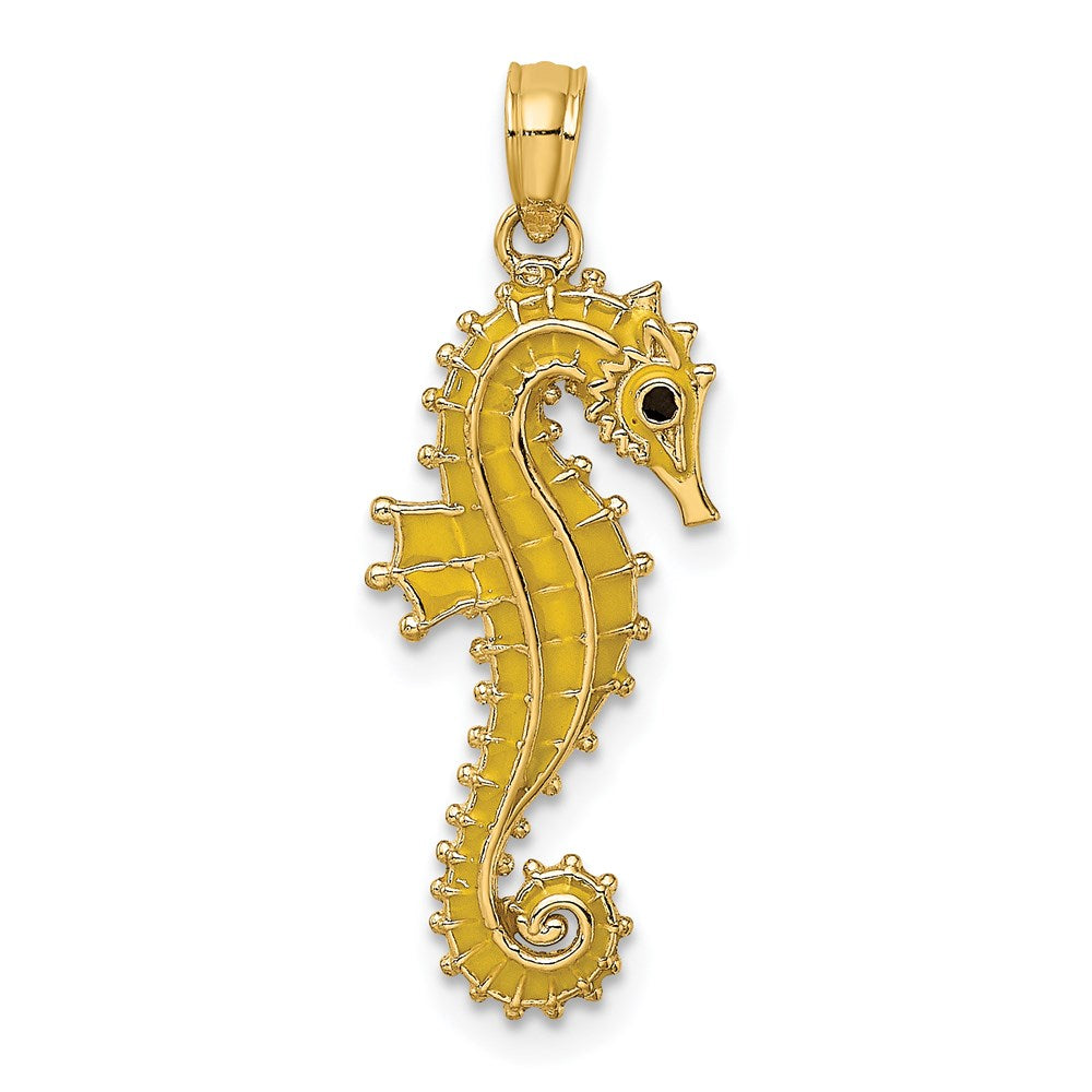 14k Yellow Gold 3-D Enamel Seahorse Charm