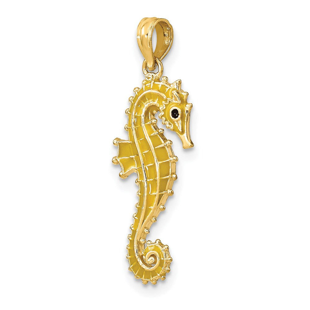 14k Yellow Gold 3-D Enamel Seahorse Charm