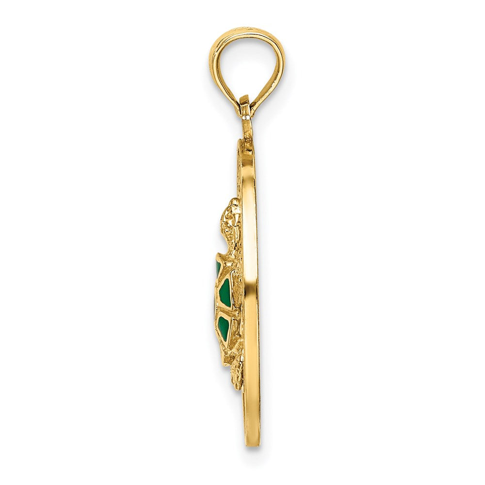 14k Yellow Gold Enameled TURKS AND CAICOS with Turtle Circle Charm