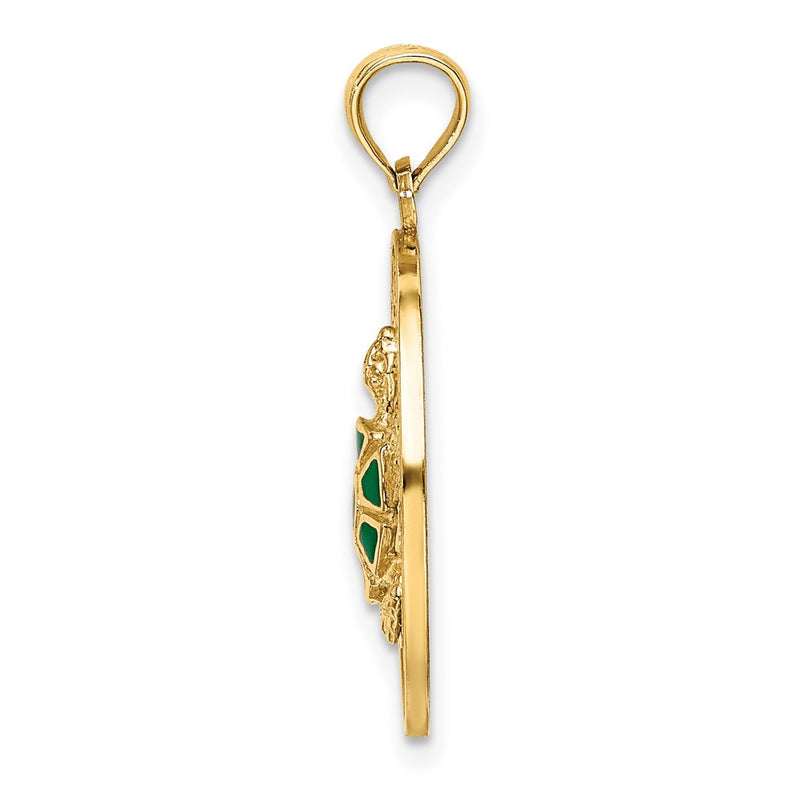 14k Yellow Gold Enameled TURKS AND CAICOS with Turtle Circle Charm