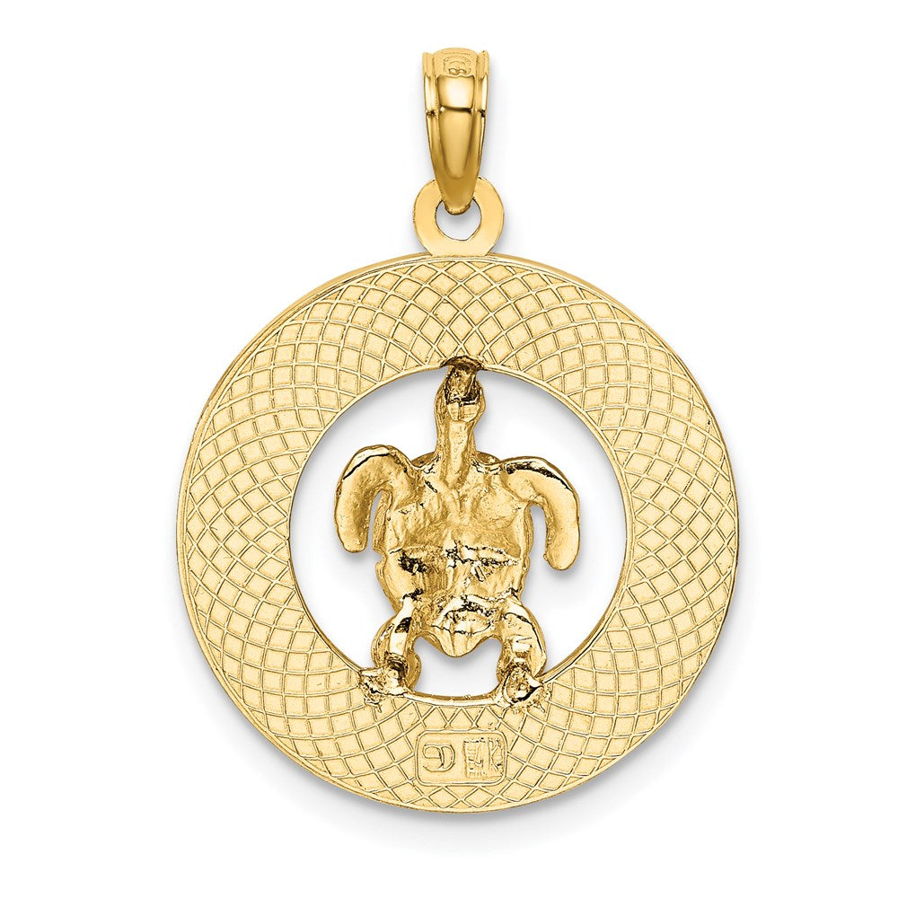 14k Yellow Gold Enameled TURKS AND CAICOS with Turtle Circle Charm