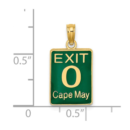 14k Yellow Gold EXIT 0 / CAPE MAY with Green Enamel Charm