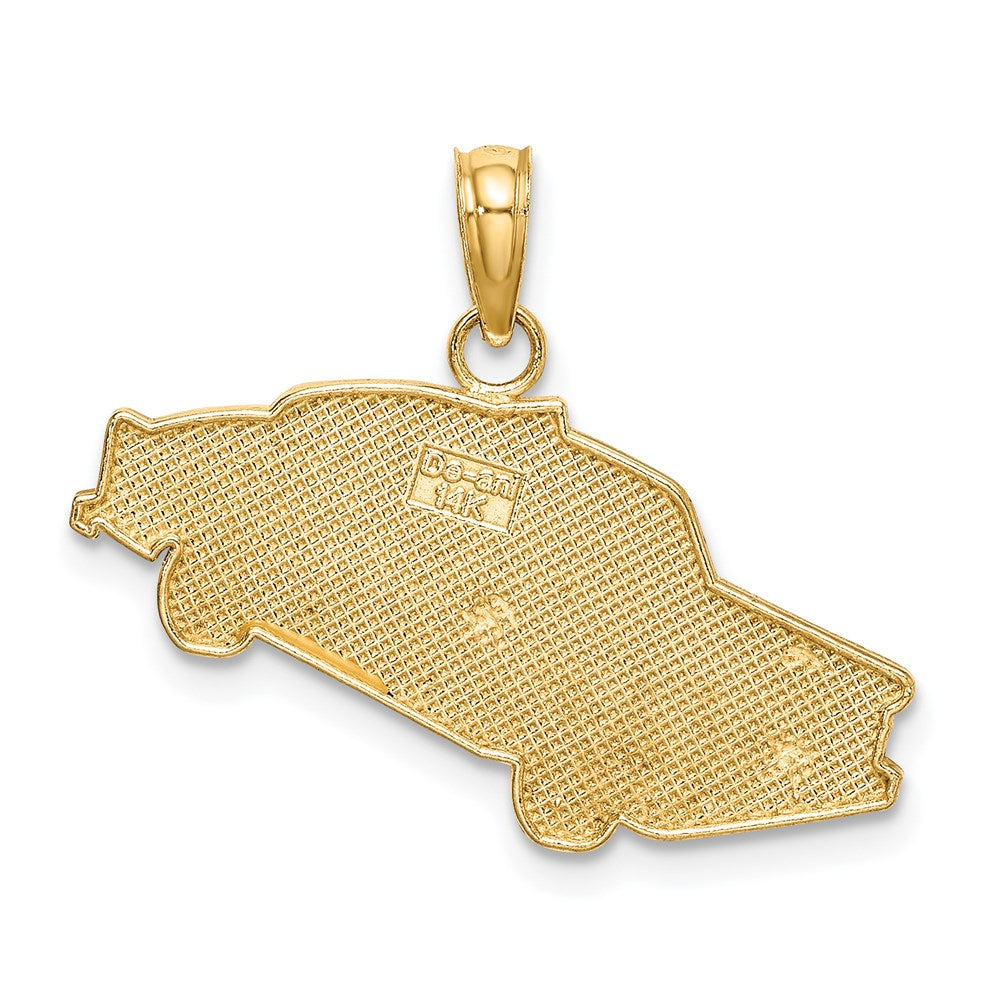 14k Yellow Gold Enamel Taxi Charm