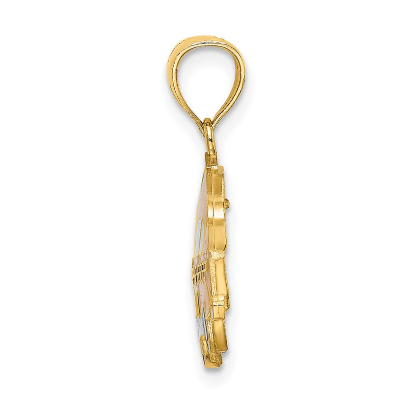 14k Yellow Gold Enamel Taxi Charm