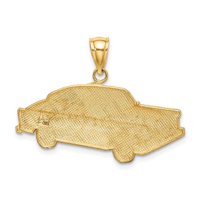 14k Yellow Gold Enamel Taxi Charm