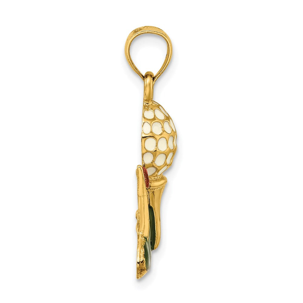 14k Yellow Gold W/ Enamel and 2-D Golf Ball Charm