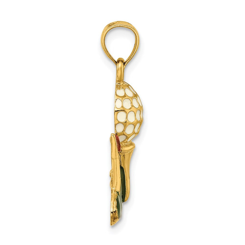 14k Yellow Gold W/ Enamel and 2-D Golf Ball Charm