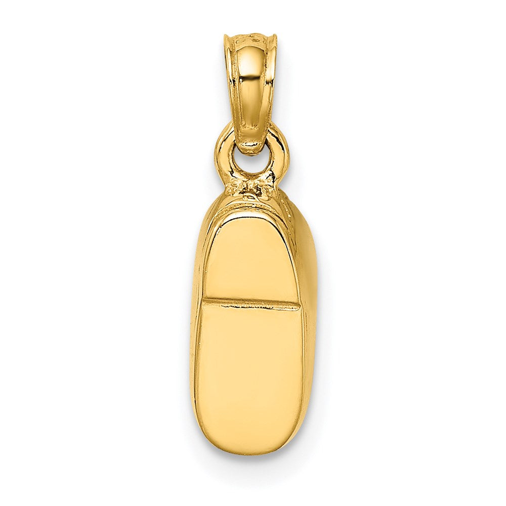14k Yellow & Rhodium Gold w/ White Rhodium 3-D Light Blue Enamel Baby Shoe Charm
