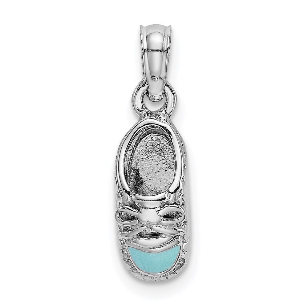 14k White Gold 3-D Light Blue Enamel Baby Shoe Charm