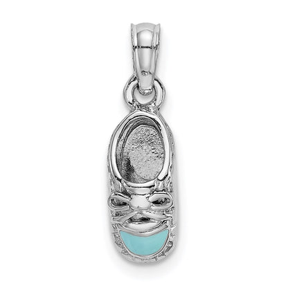 14k White Gold 3-D Light Blue Enamel Baby Shoe Charm