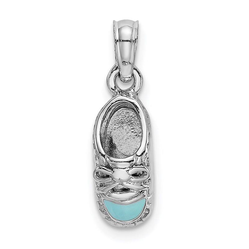 14k White Gold 3-D Light Blue Enamel Baby Shoe Charm