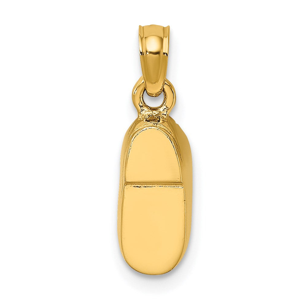 14k Yellow & Rhodium Gold & Rhodium 3-D Pink Enamel Baby Shoe Charm