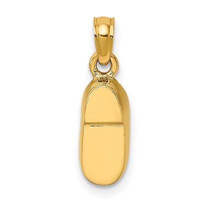 14k Yellow & Rhodium Gold & Rhodium 3-D Pink Enamel Baby Shoe Charm