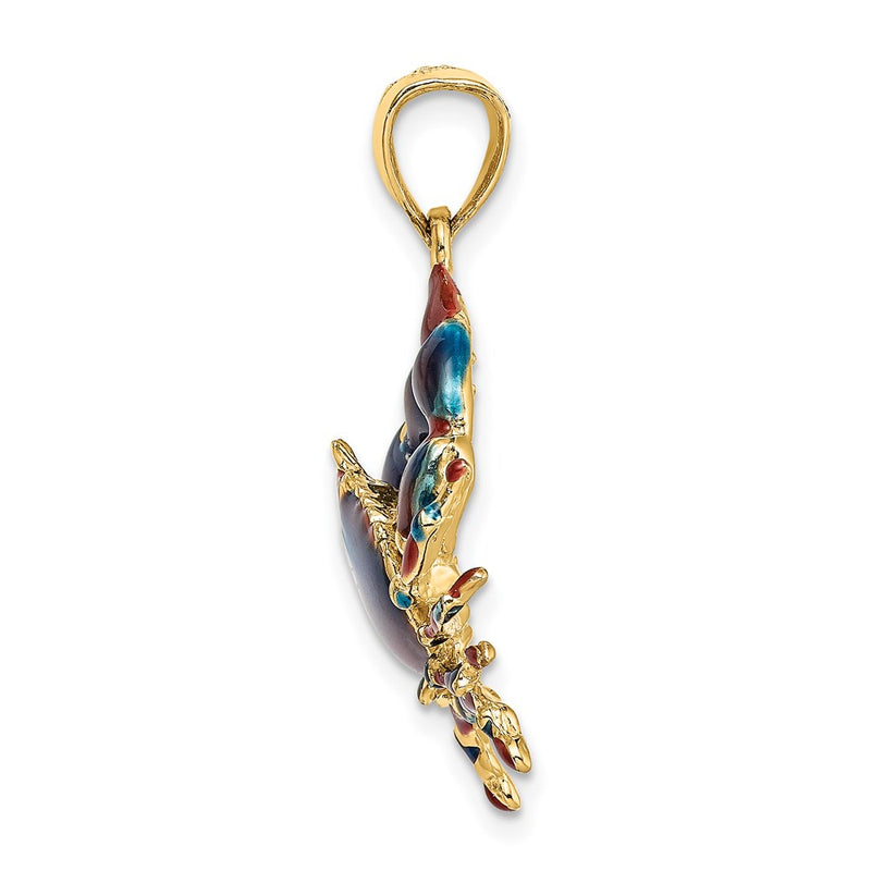 14k Yellow Gold Blue Enamel Stone Crab Charm
