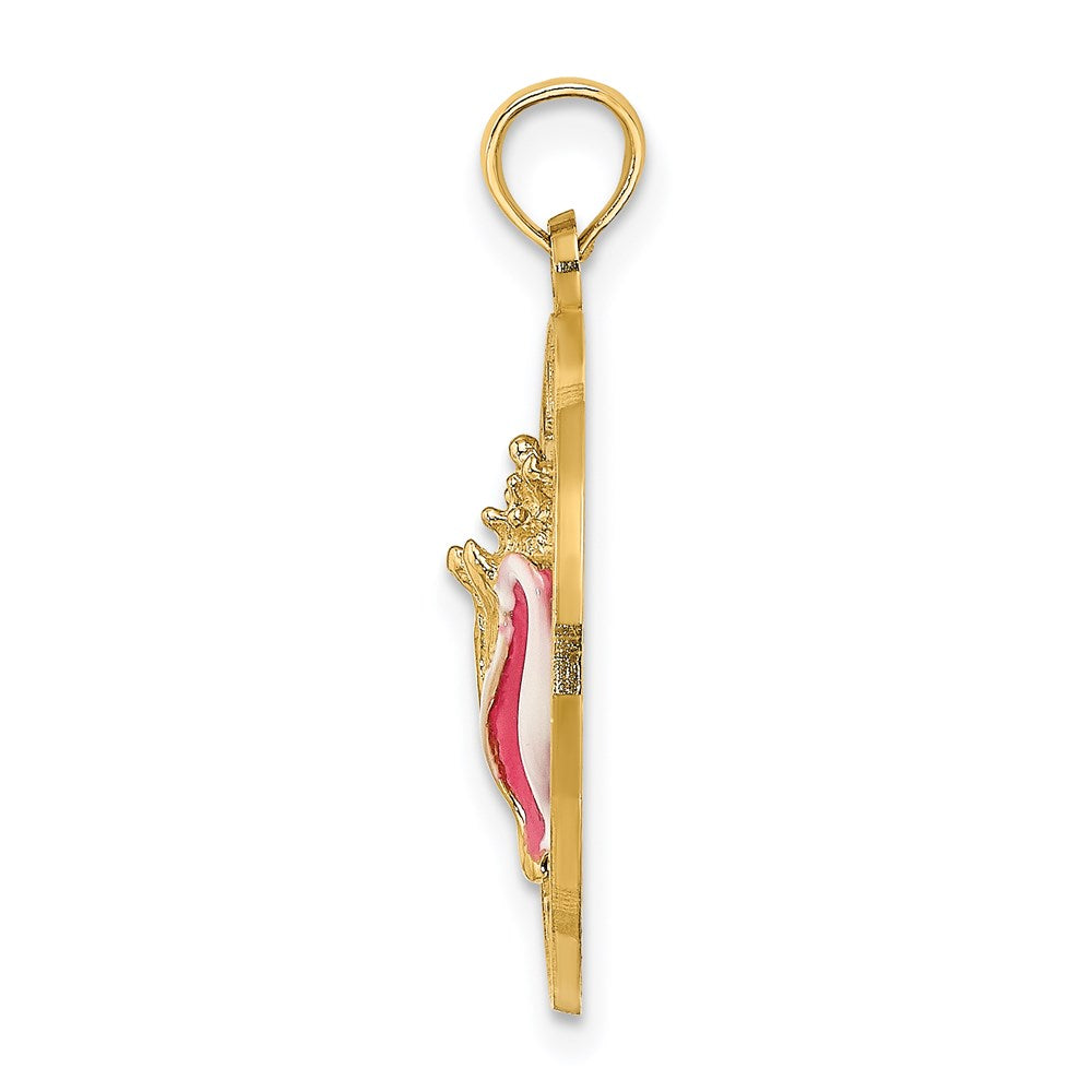 14k Yellow Gold SANIBEL Circle w/Enamel Conch Shell Charm