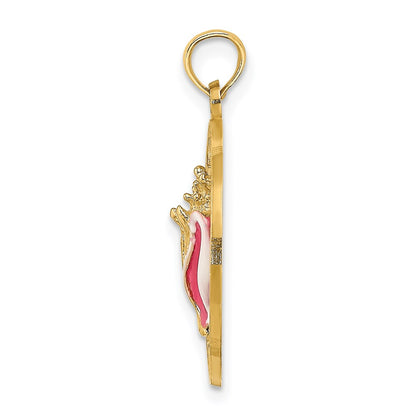 14k Yellow Gold SANIBEL Circle w/Enamel Conch Shell Charm