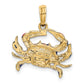 14k Yellow Gold Blue Enamel Crab Charm