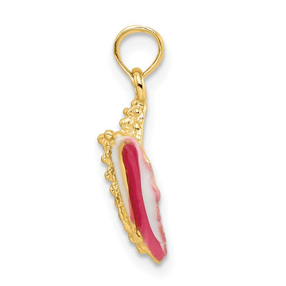 14k Yellow Gold Textured and Enamel Conch Shell Pendant