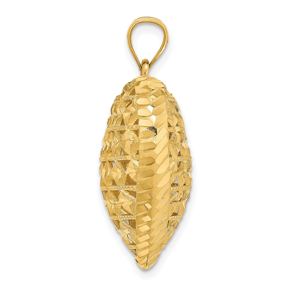 14k Yellow Gold 3-D Cut-out Diamond-cut Puffed Heart Pendant