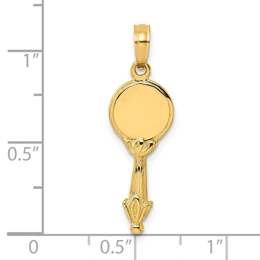 14k Yellow Gold 3-D Hand Mirror Charm