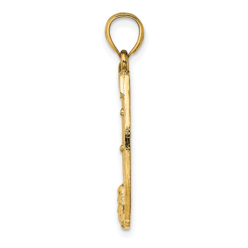 14k Yellow Gold Dollar Sign In Horseshoe Charm