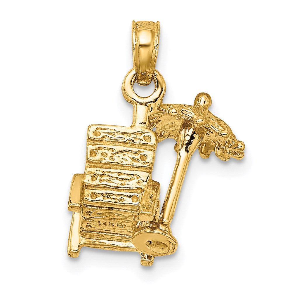14k Yellow Gold 3-D Beach Chair w/ Umbrella Charm