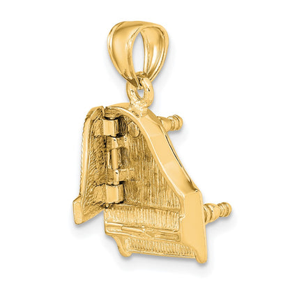 14k Yellow Gold 3-D Grand Piano Top Opens Charm