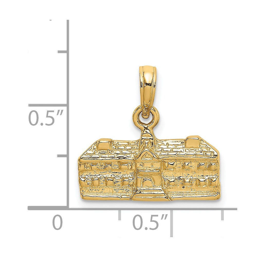 14k Yellow Gold 3D WREN BUILDINGS WILLIAMSBURG VA  Charm