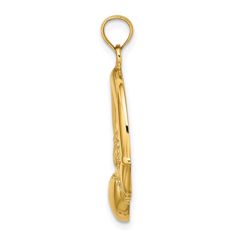 14k Yellow Gold  Polished Large Claddagh Heart Charm