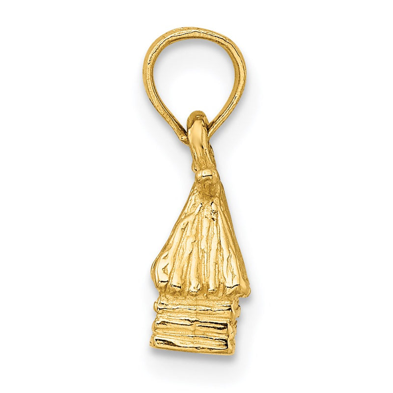 14k Yellow Gold 3-D Bungalow Island Hut Charm