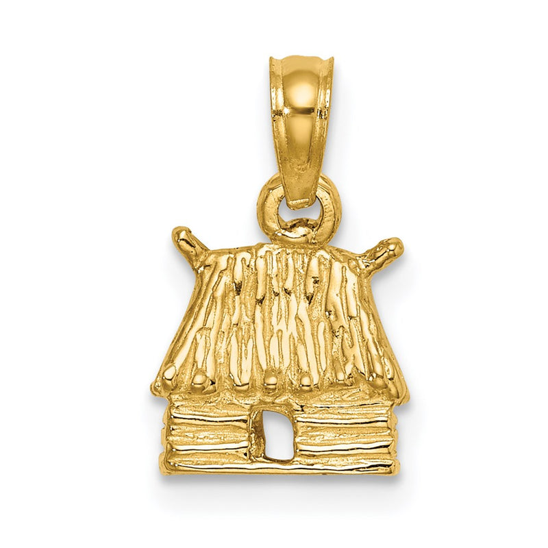 14k Yellow Gold 3-D Bungalow Island Hut Charm