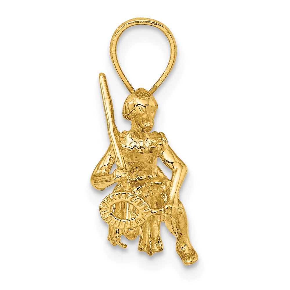 14k Yellow Gold 3-D Island Warrior Dance Charm