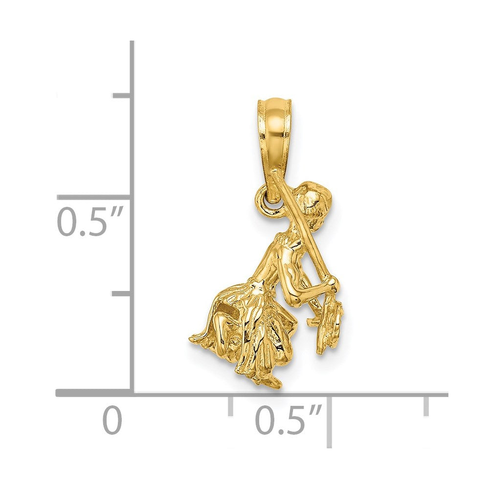 14k Yellow Gold 3-D Island Warrior Dance Charm