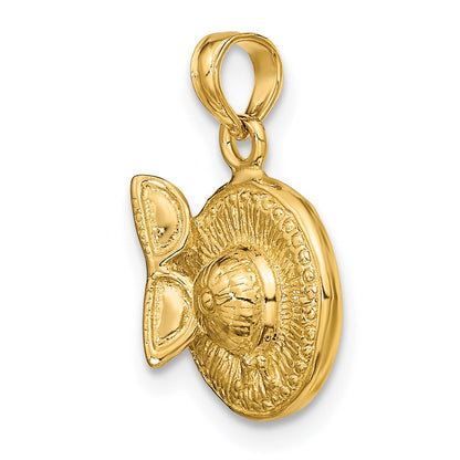 14k Yellow Gold 3-D Sunhat w/ Sunglasses Charm