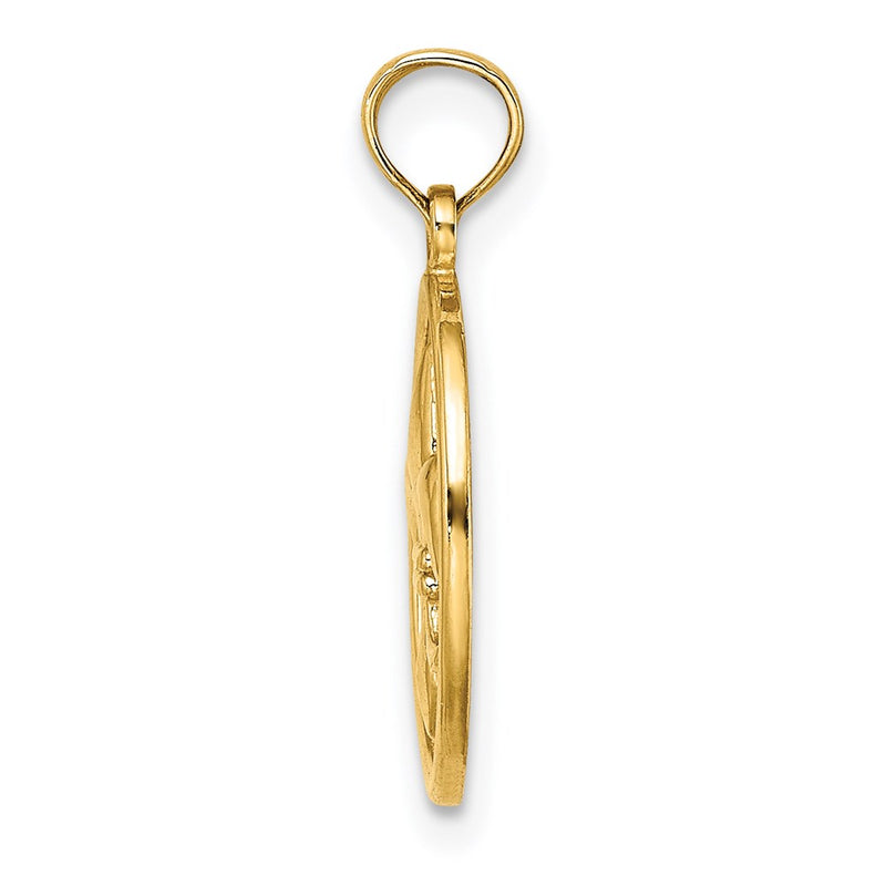 14k Yellow Gold Fleur de Lis on Oval Disc Charm