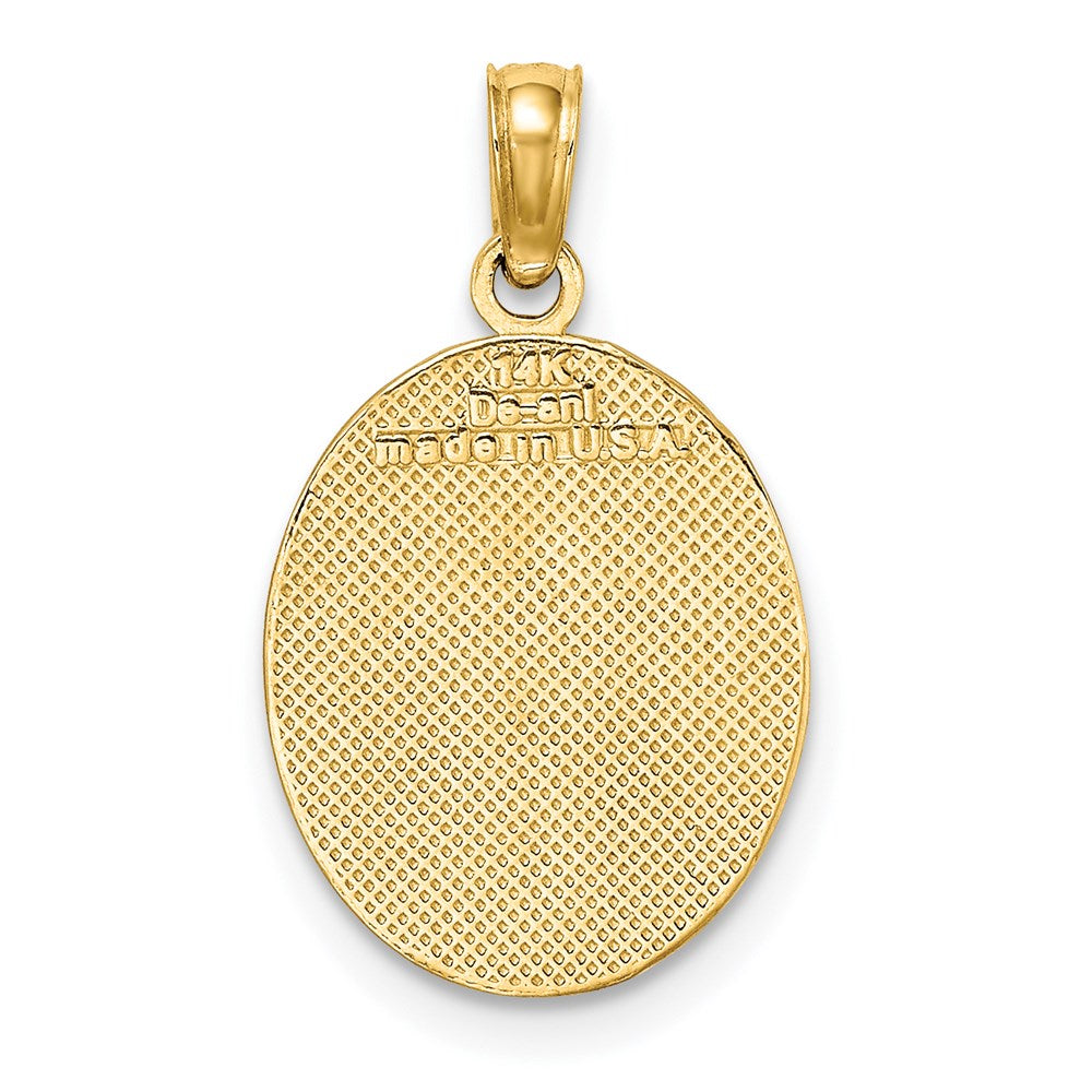 14k Yellow Gold Fleur de Lis on Oval Disc Charm