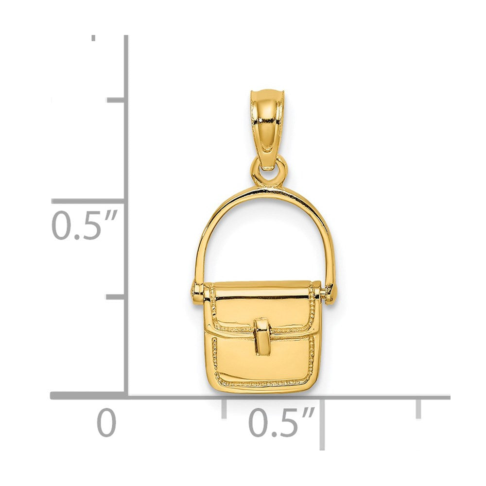 14k Yellow Gold 3-D Moveable Polished Purse Charm