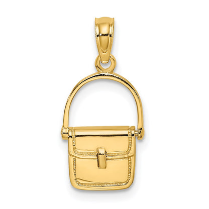 14k Yellow Gold 3-D Moveable Polished Purse Charm