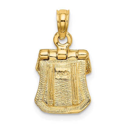14k Yellow Gold 3-D Polished Back Pack w/ Moveable Lid Charm