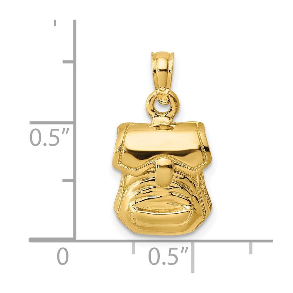 14k Yellow Gold 3-D Polished Back Pack w/ Moveable Lid Charm