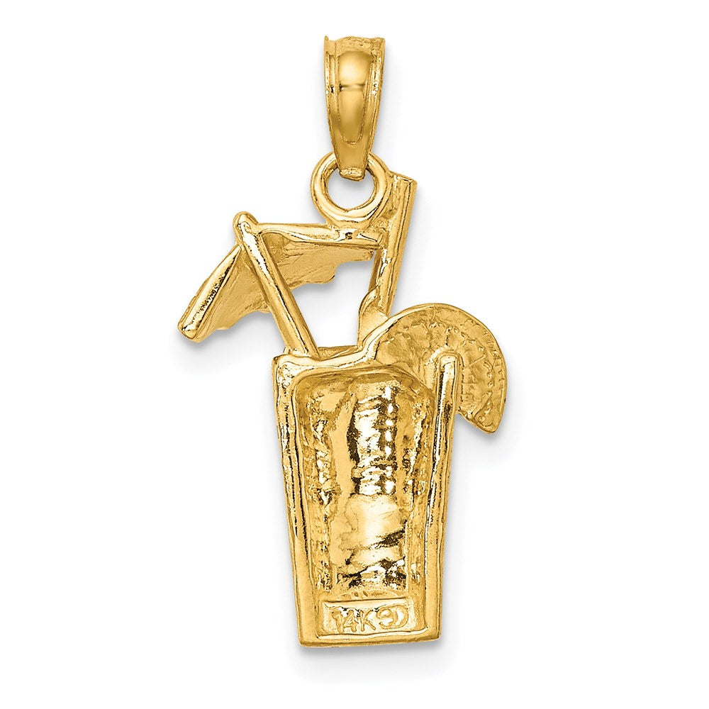 14k Yellow Gold Cocktail Drink w/ Umbrella Charm
