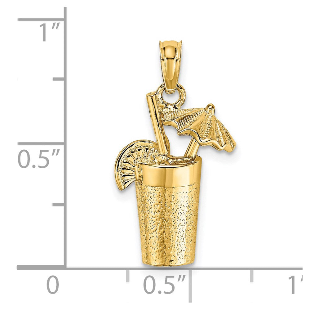 14k Yellow Gold Cocktail Drink w/ Umbrella Charm