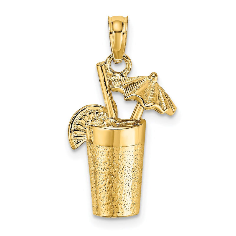 14k Yellow Gold Cocktail Drink w/ Umbrella Charm