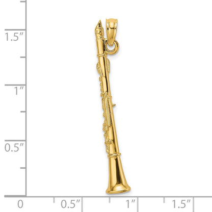 14k Yellow Gold 3-D Clarinet Charm