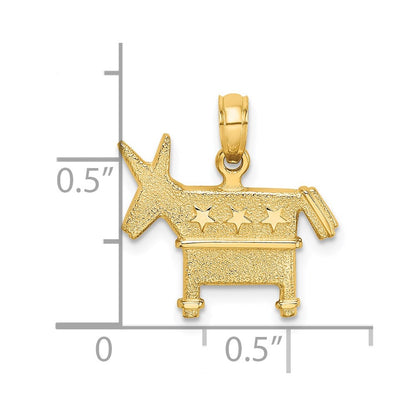 14k Yellow Gold 3-D Textured Democratic Donkey Charm
