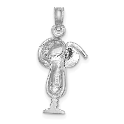 14k White Gold Polished Tropical Drink Charm