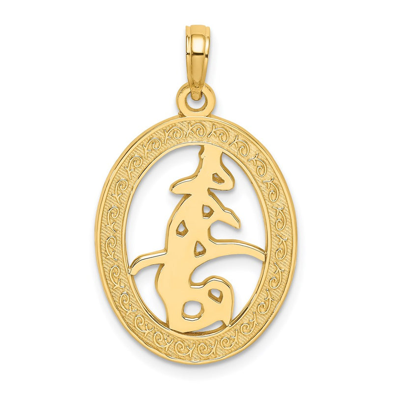 14k Yellow Gold Chinese Love Symbol In Engraved Oval Frame Charm